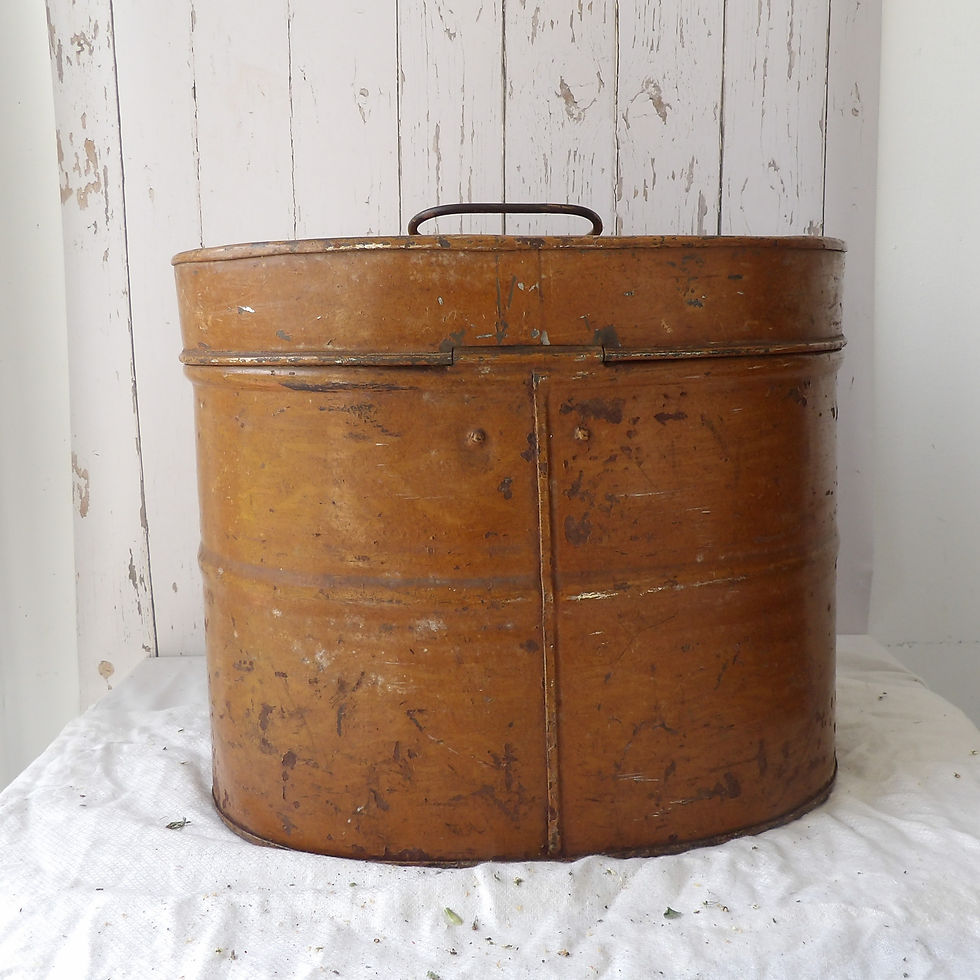 Thumbnail: Edwardian metal hat box with carry handle