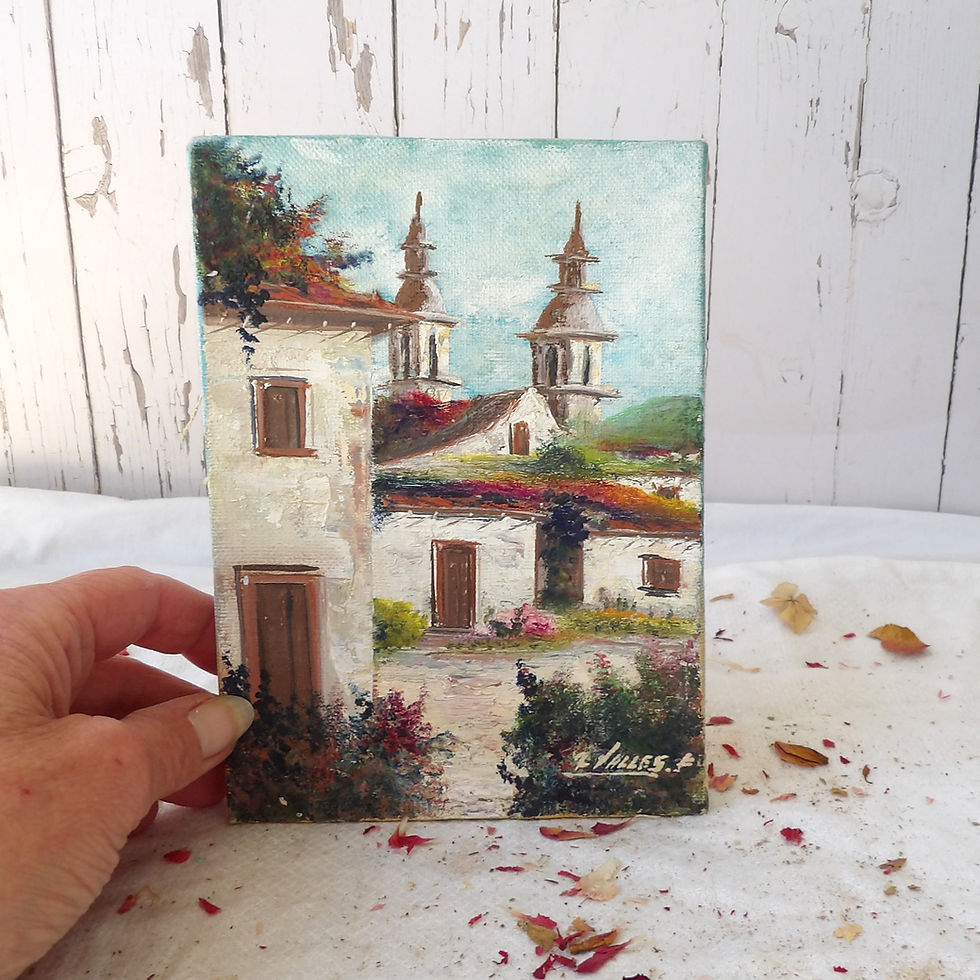 Thumbnail: Vintage Mediterranean painting on canvas