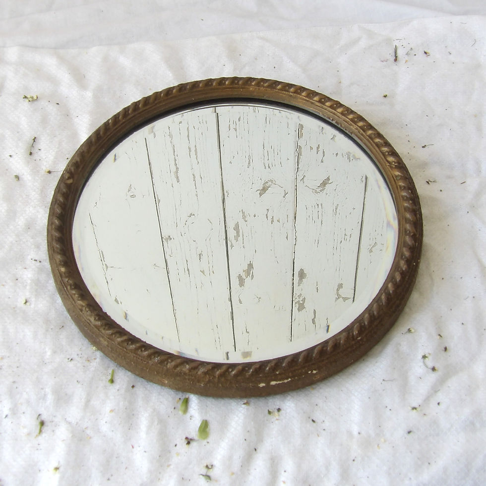 Thumbnail: vintage round gesso wall mirror painted gold