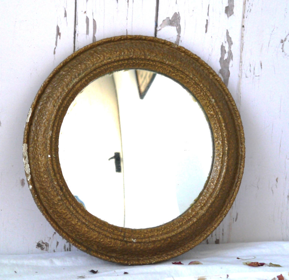 small round gold vintage convex wall mirror