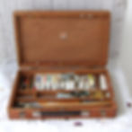 vintage Winsor and Newton wooden artist box with paints