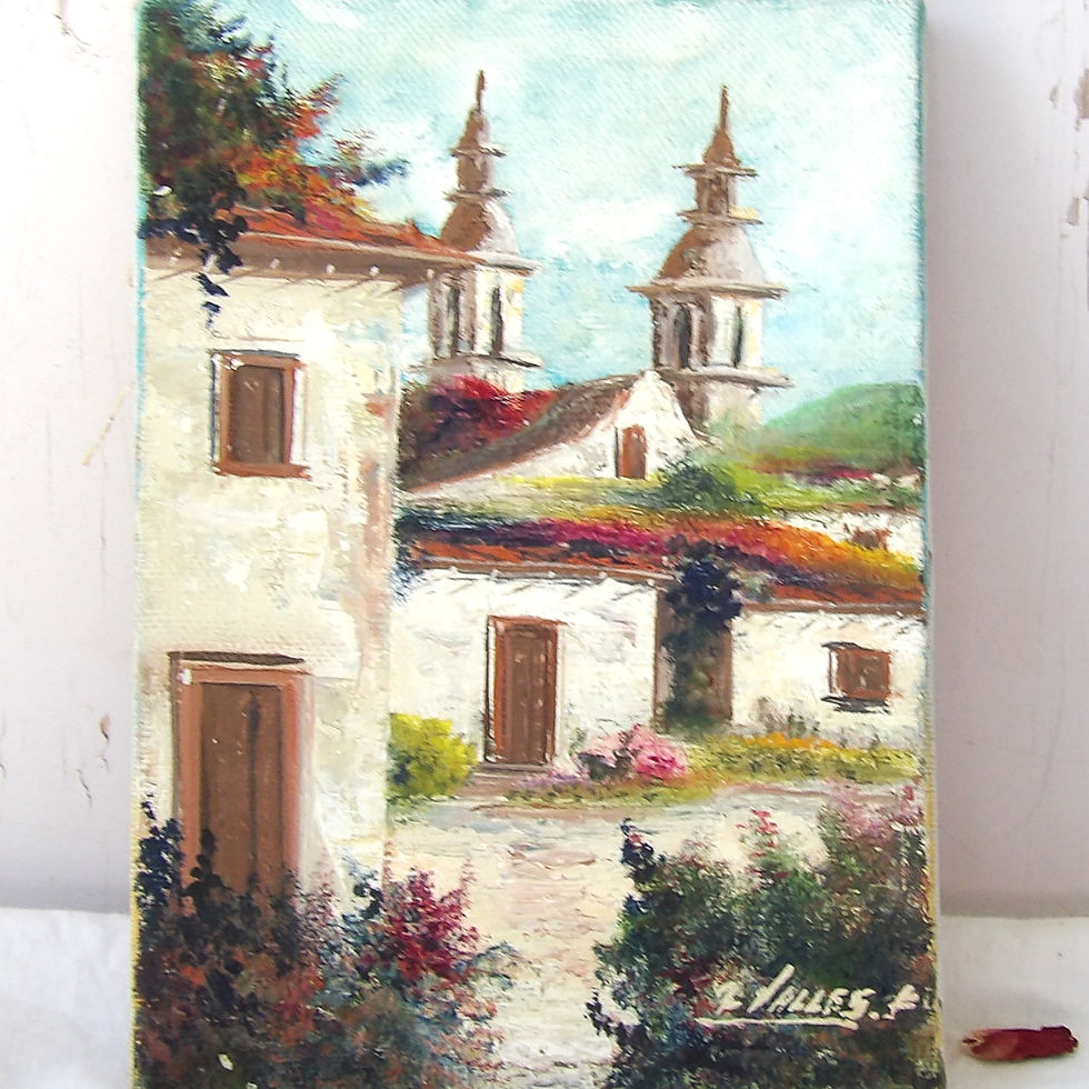 Vintage Mediterranean painting on canvas