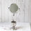 Thumbnail: antique silverplate shaving mirror on stand with etched cup