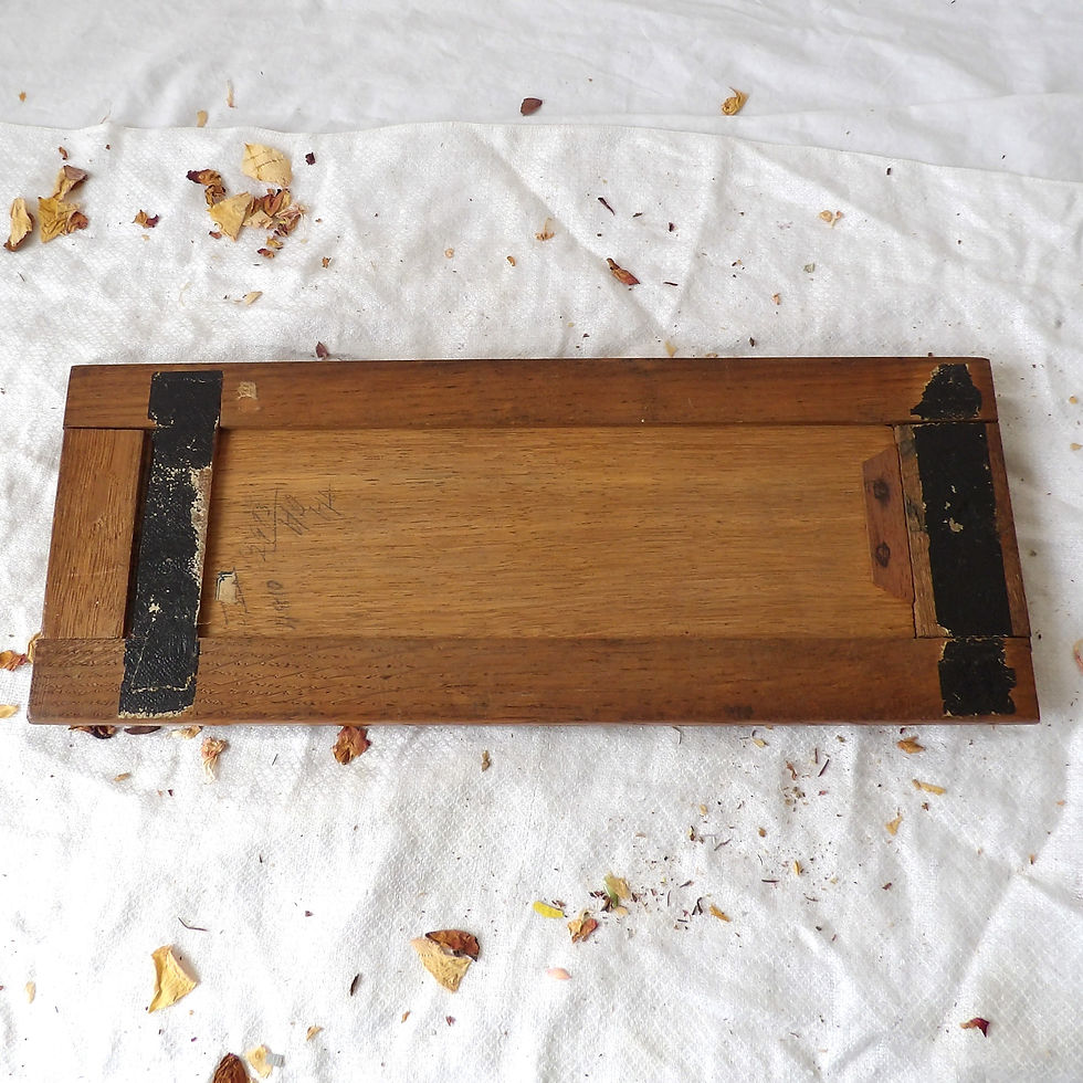 Thumbnail: vintage veneered extending bookshelf with folding ends