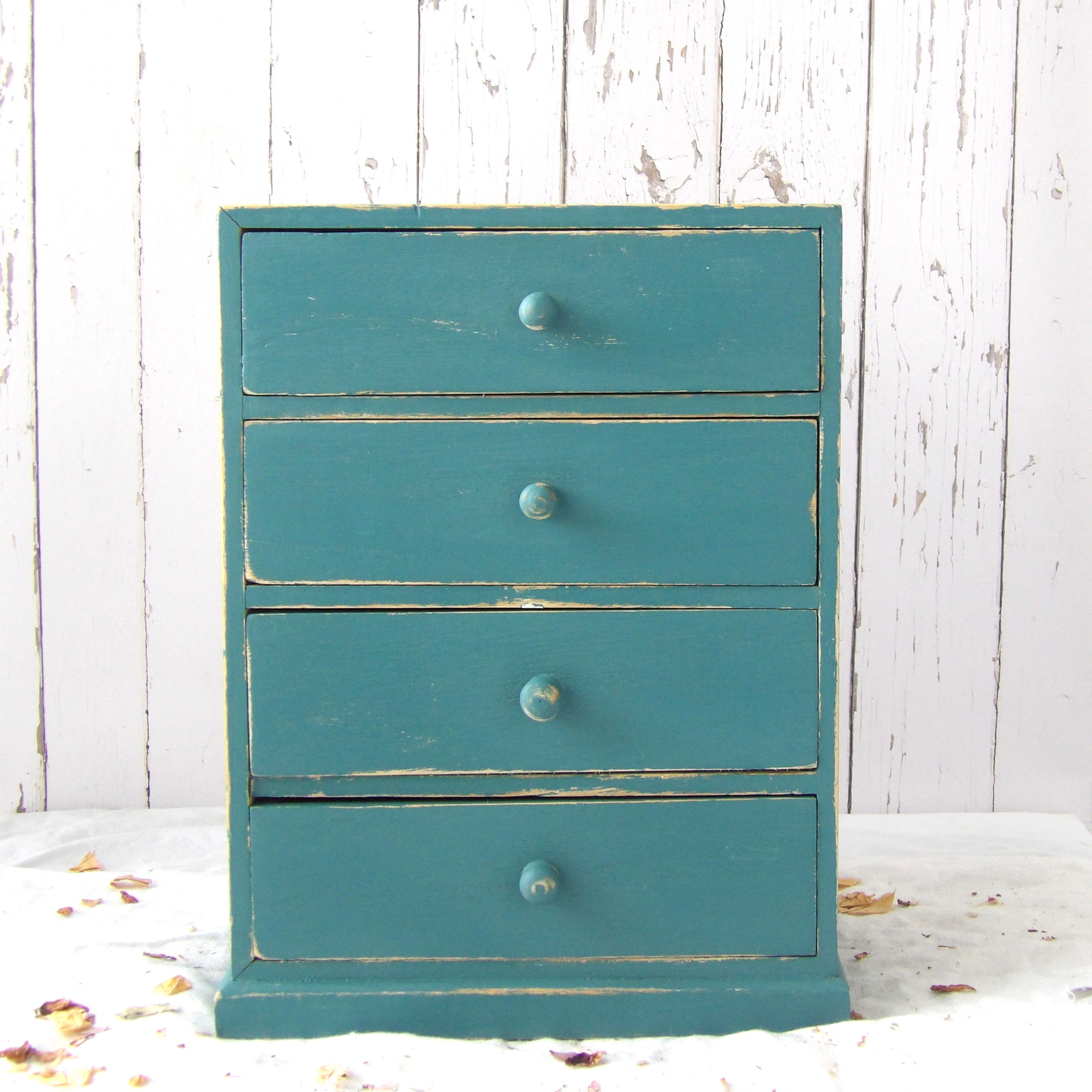 Table top vintage painted pine drawers