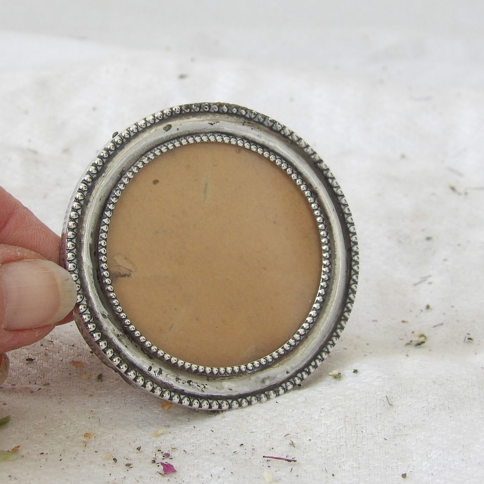 Thumbnail: mini round antique Birmingham silver photo frame