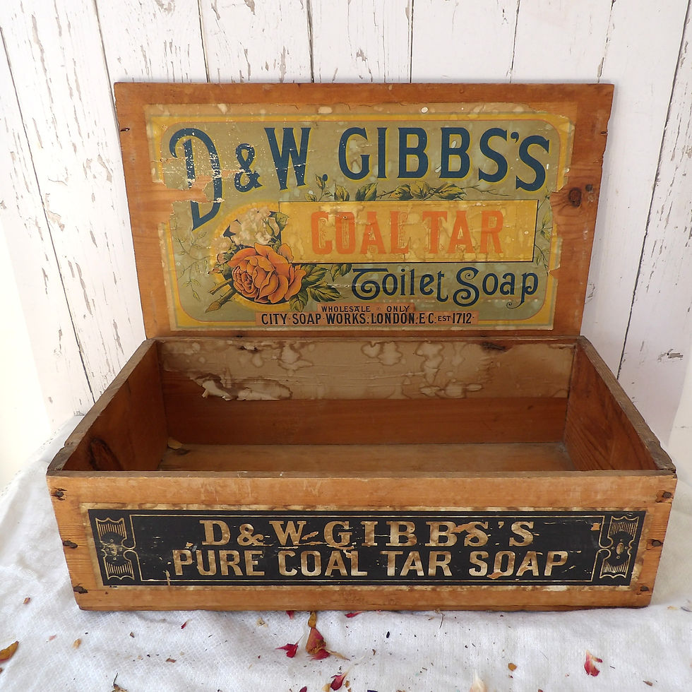 Antique wooden soap box for coal tar soap