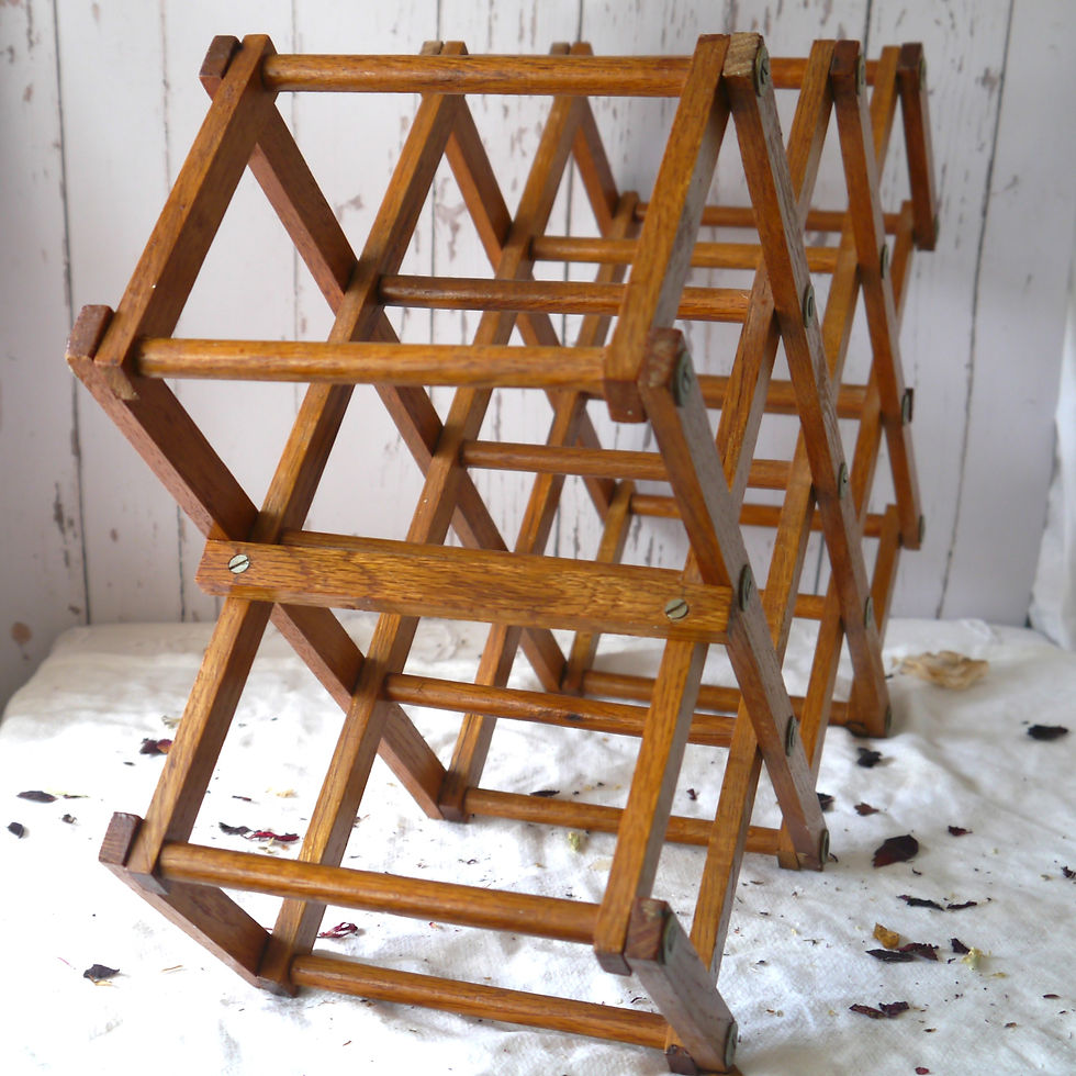 Thumbnail: Wooden Midcentury rustic folding wine rack