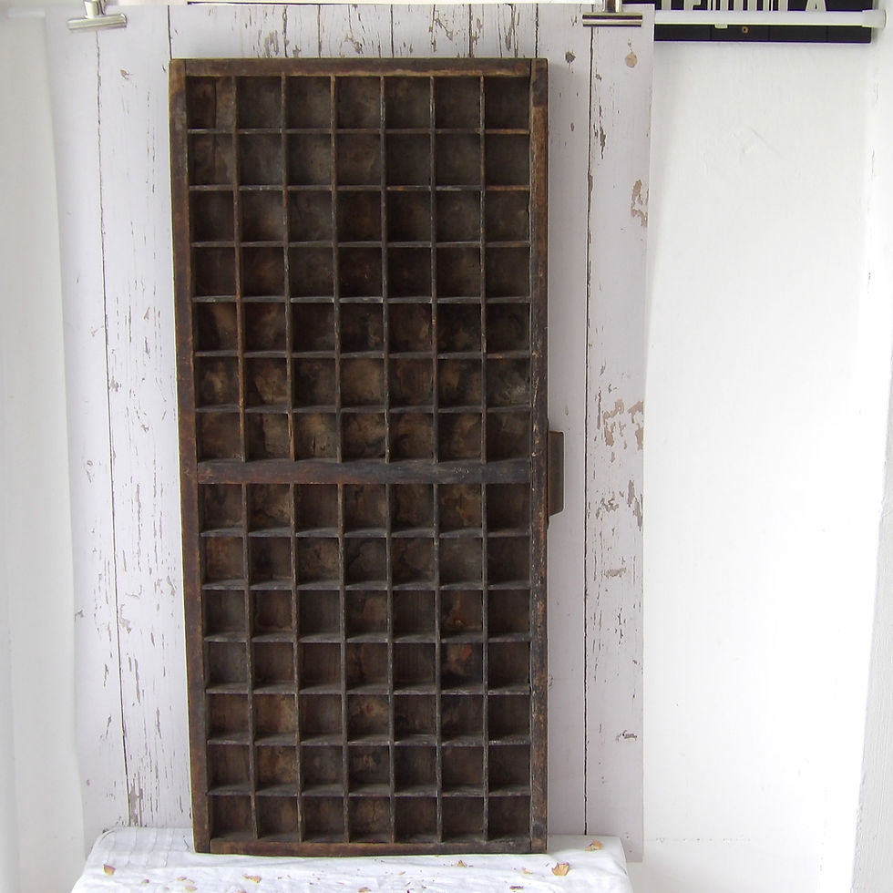 Vintage wooden printer tray with metal handle