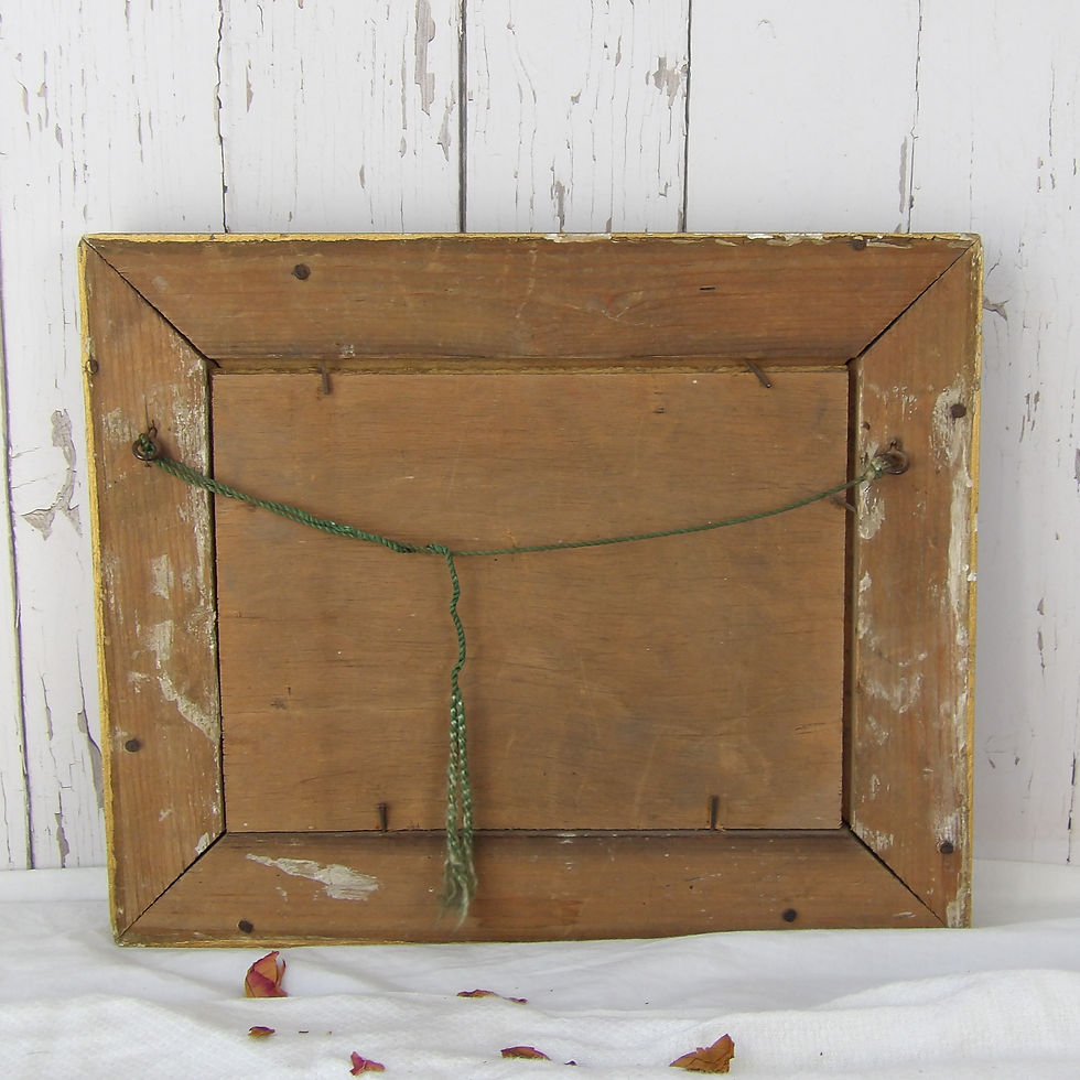 Thumbnail: Vintage riverside boating painting in gold gesso frame