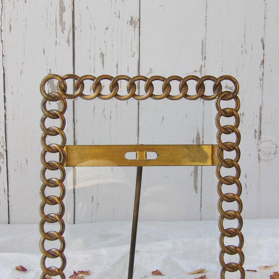 antique brass chain link photo frame with bevelled glass