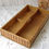 Thumbnail: vintage veneered cutlery caddy with two tone wood