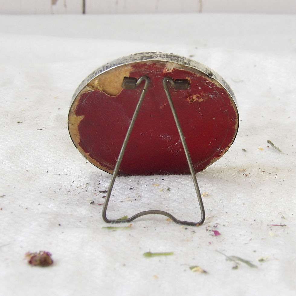 Thumbnail: mini round antique Birmingham silver photo frame