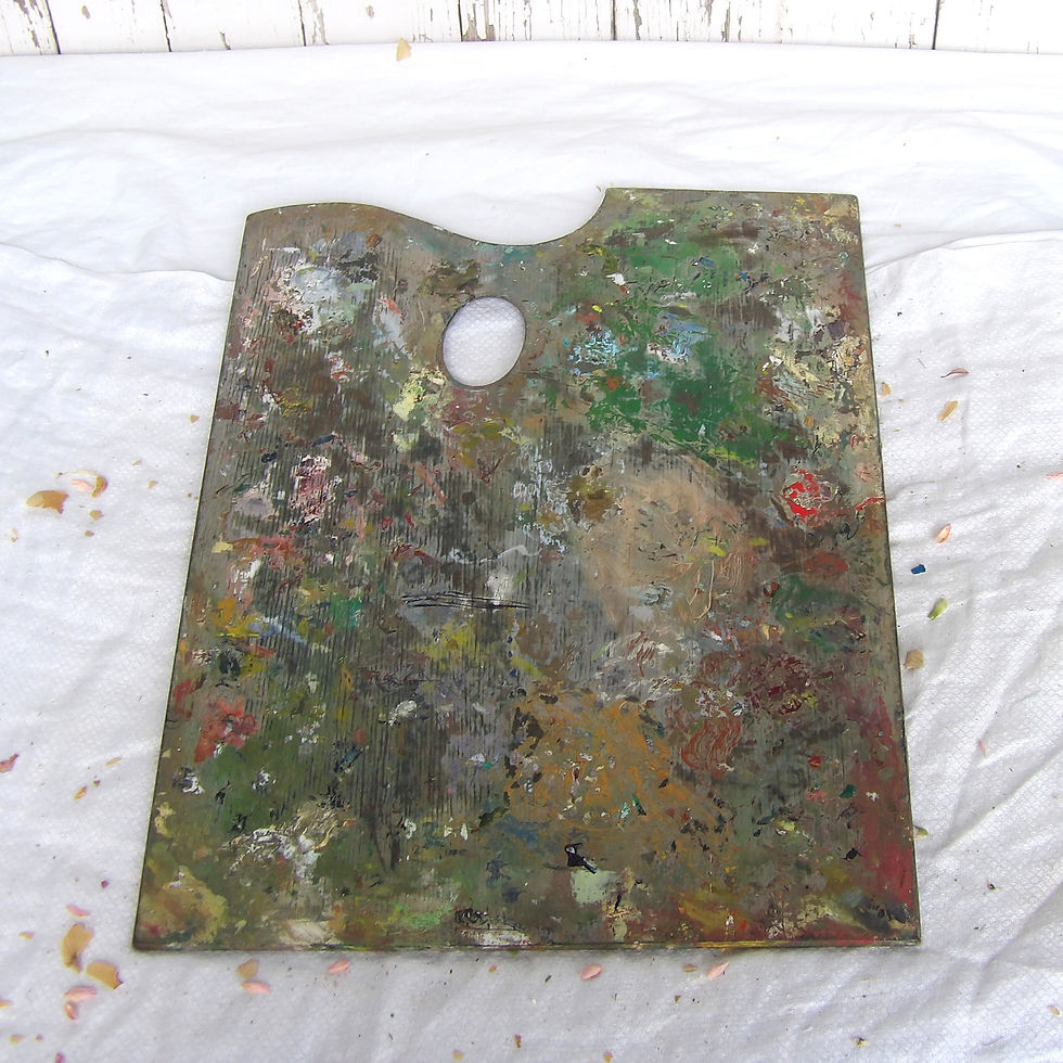 Thumbnail: Antique wooden paint splashed artist palette