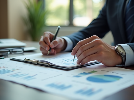 Eye-level view of a financial planner discussing investment options with a client