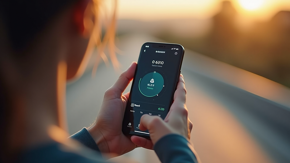 Close-up view of a smartphone displaying a fitness app interface