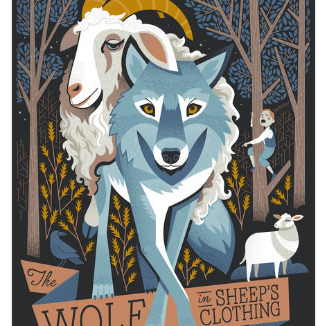 wolf and sheep in the woods, fable