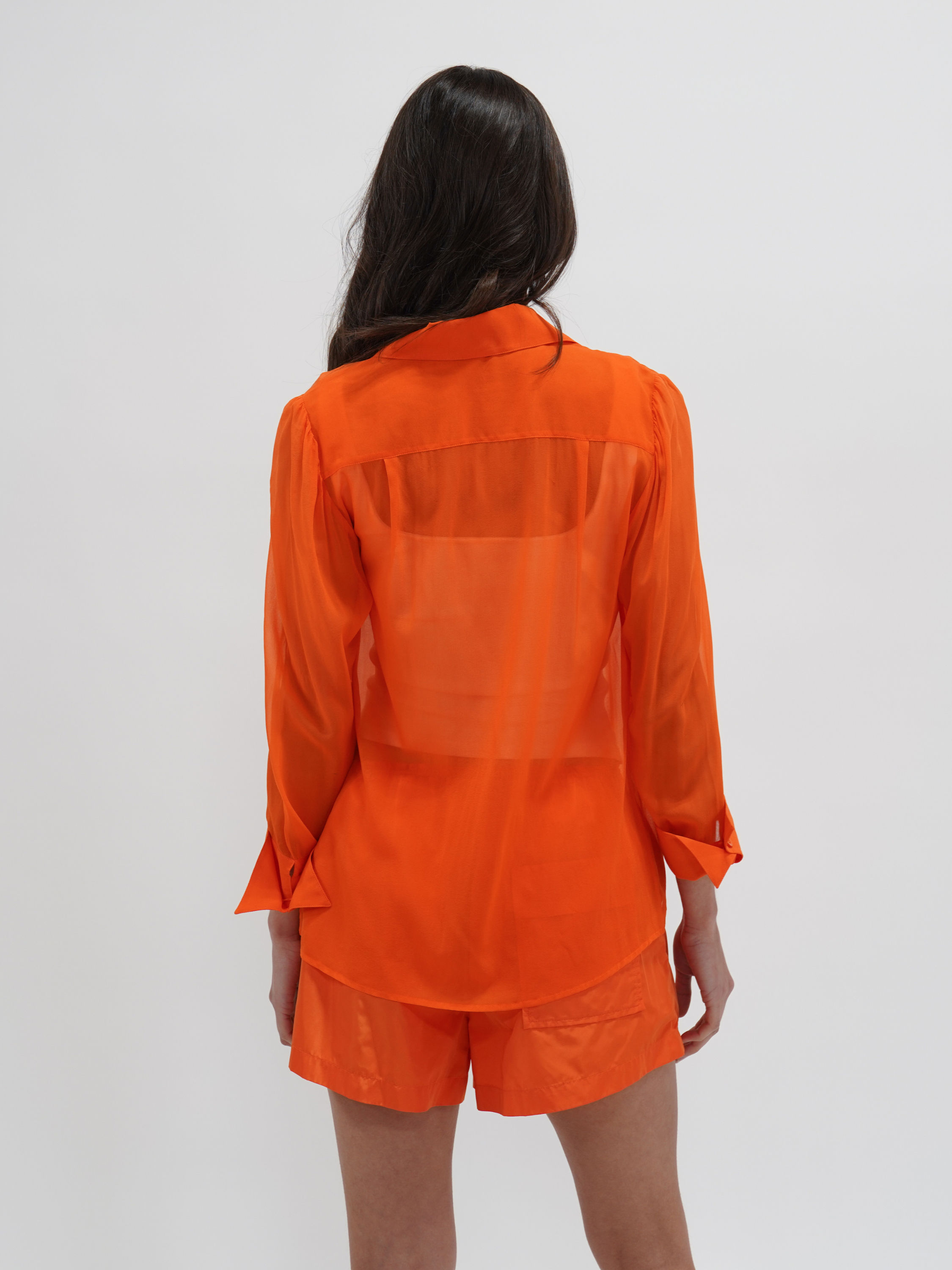 Sheer Tangerine Button-Up