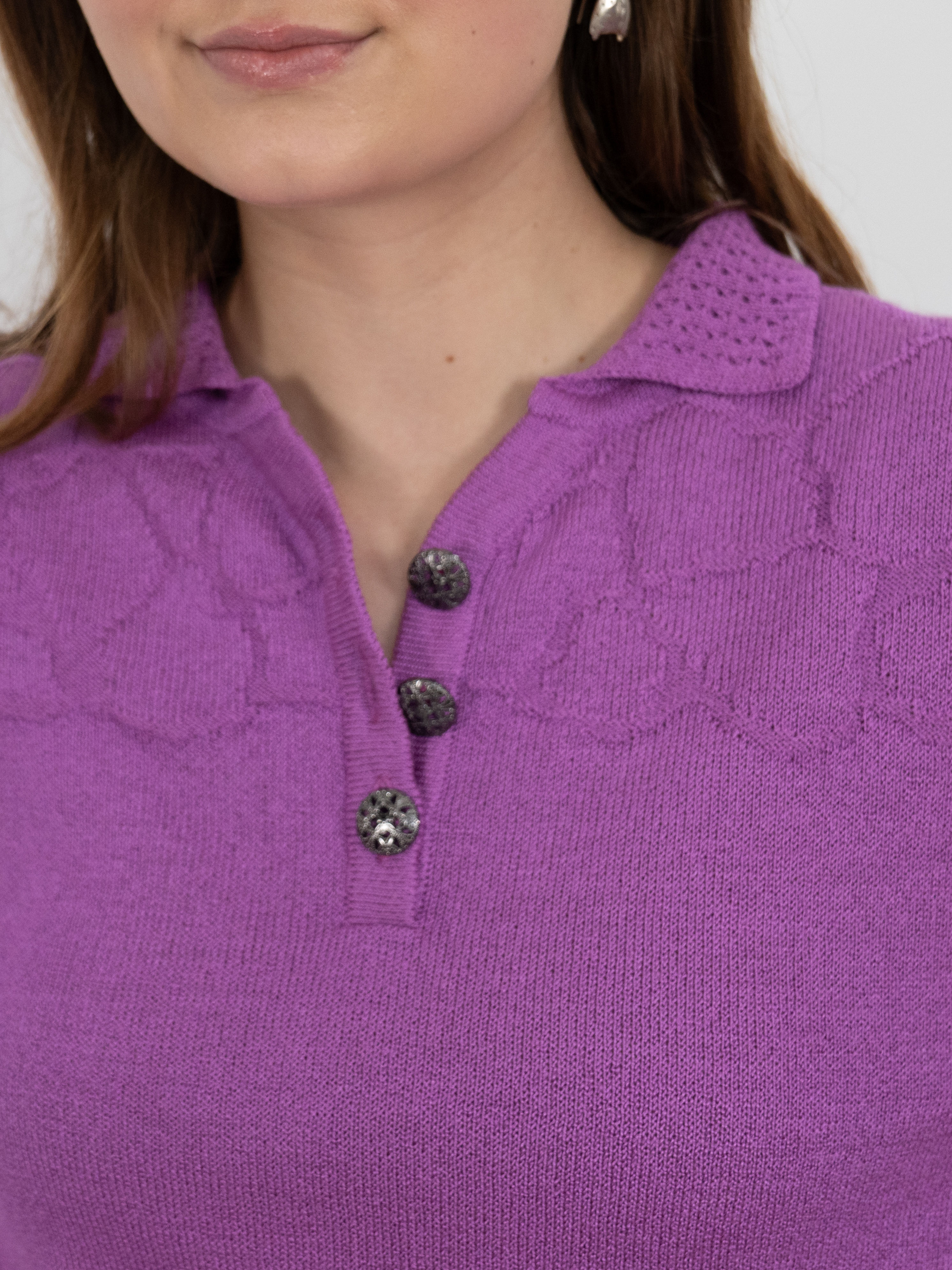 Orchid wool blend button knit sweater