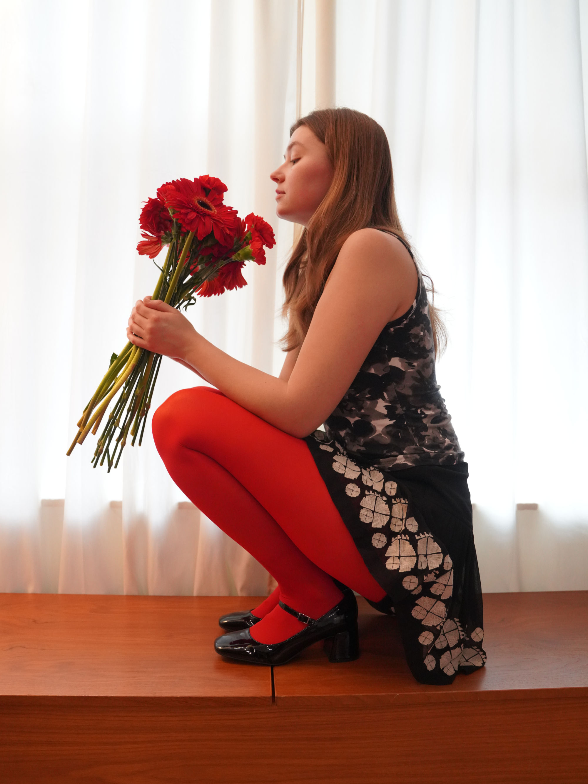 Cherry Red Opaque Tights