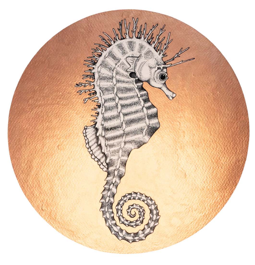 Steph the Spiny Seahorse - Hand Finished Print - Rose Gold