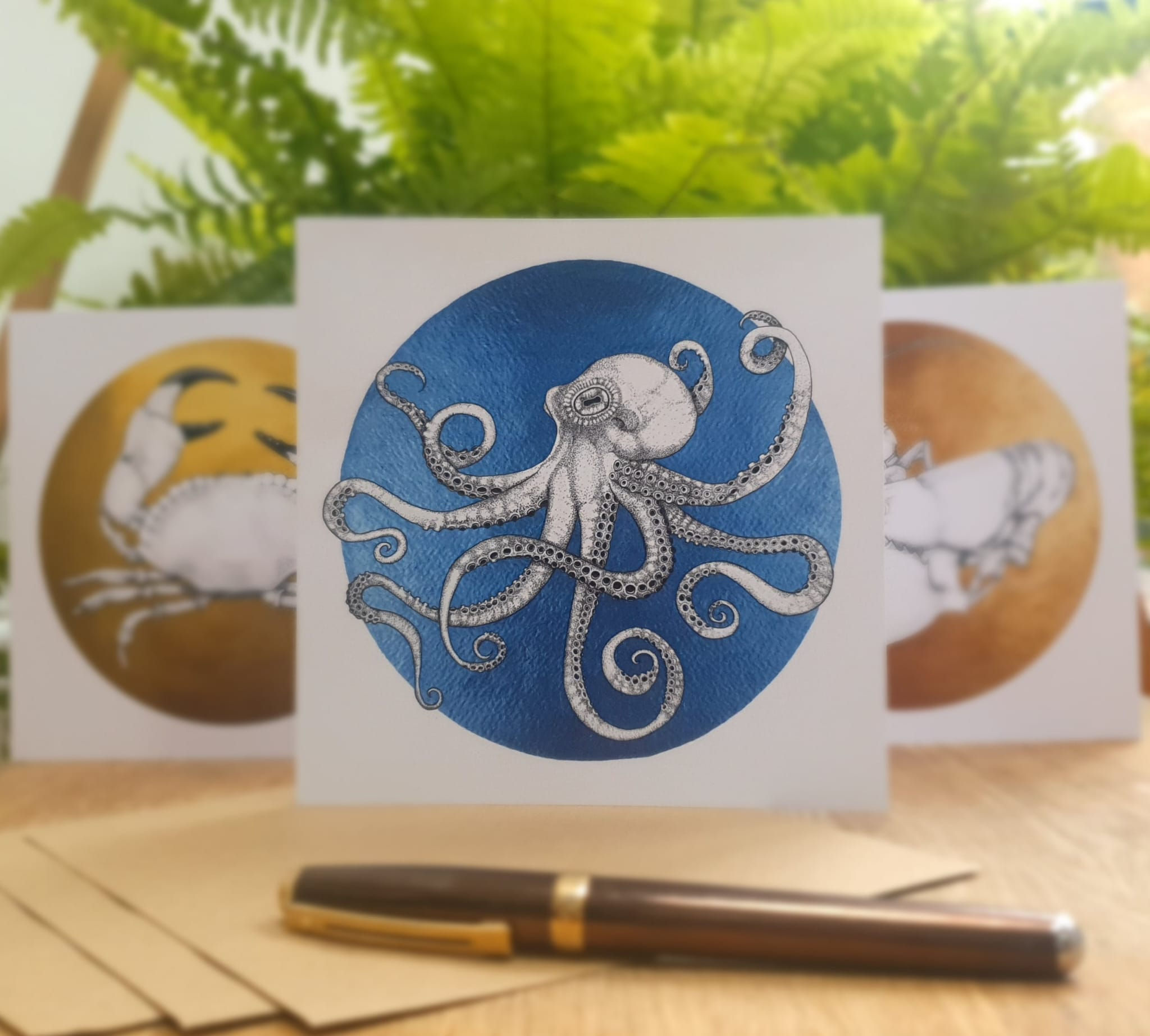 Owen the Octopus - Royal Blue - Card