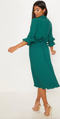 green emerald velvet dress Baltic Born Womens Mindy Pleated Dress | Emerald main image 1