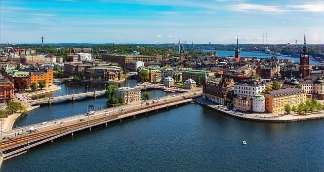 sky view of Stockholm in Sweden