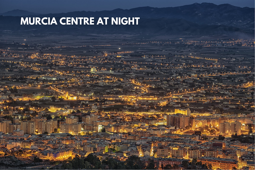 The centre of murcia skyline at night
