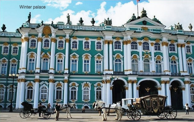 winter palace in St Petersburg with Horse and Carriage