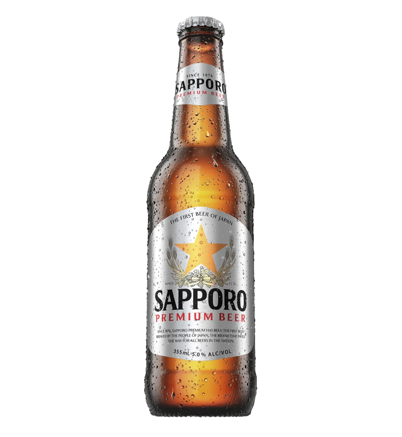 SAPPORO PREMIUM BEER 5% 355ML BOTTLES