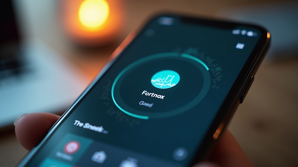 Close-up of a smartphone showing Fortnox app interface
