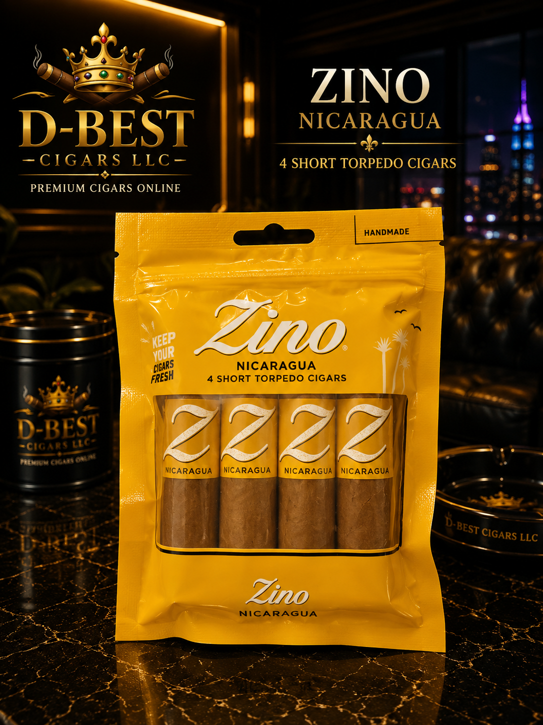 Zino Nicaragua Fresh Pack – 4 Short Torpedo Cigars