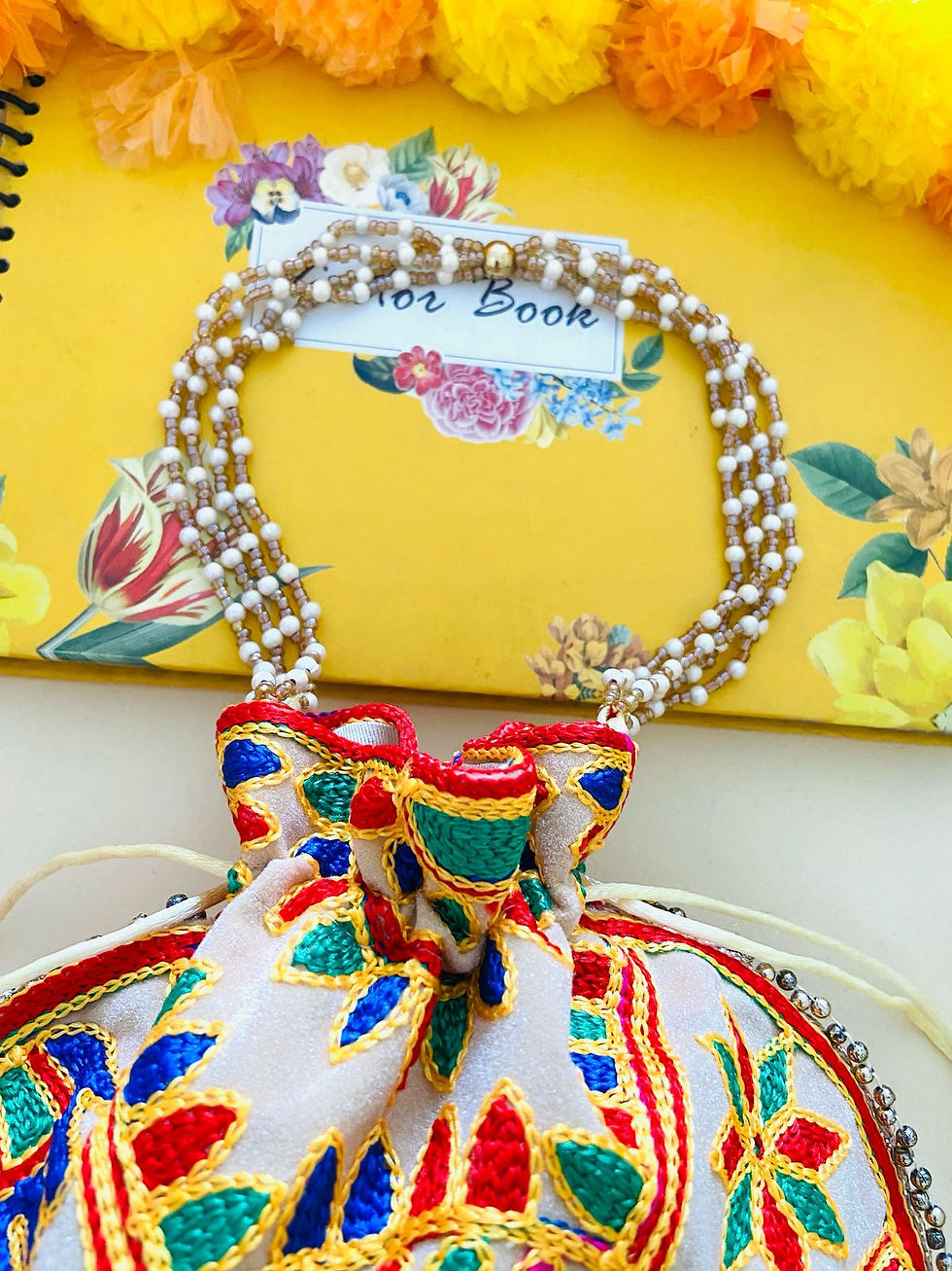 Thumbnail: Handcrafted Beige Potli Bag with Rajasthani Elephant Embroidery – Ethnic Traditional Accessory by Byra