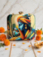 Thumbnail: BYRA Vintage Floral Printed Designer Box Clutch for Women