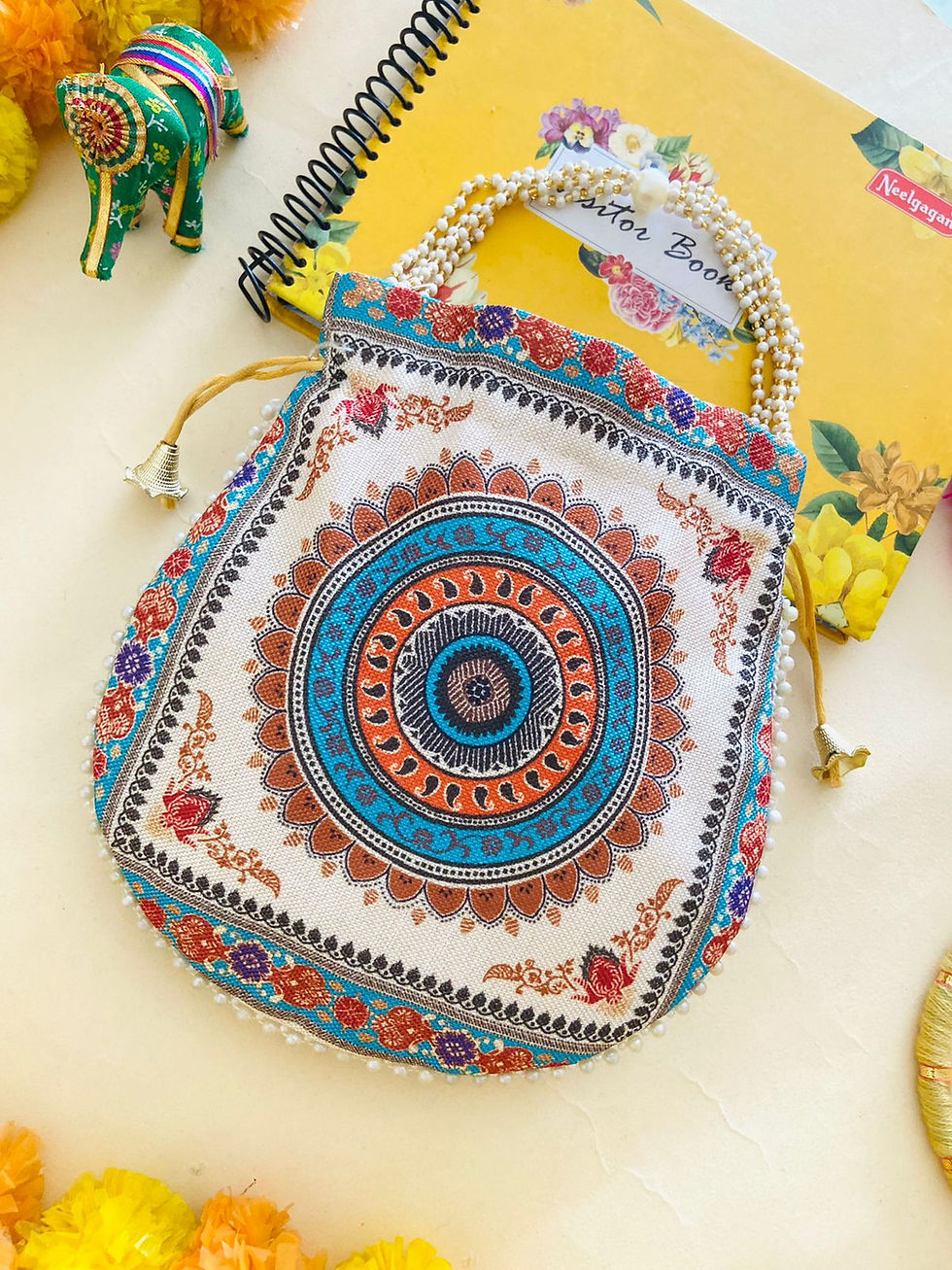 Thumbnail: Designer Canvas Mandala Print Potli bags for all occasion