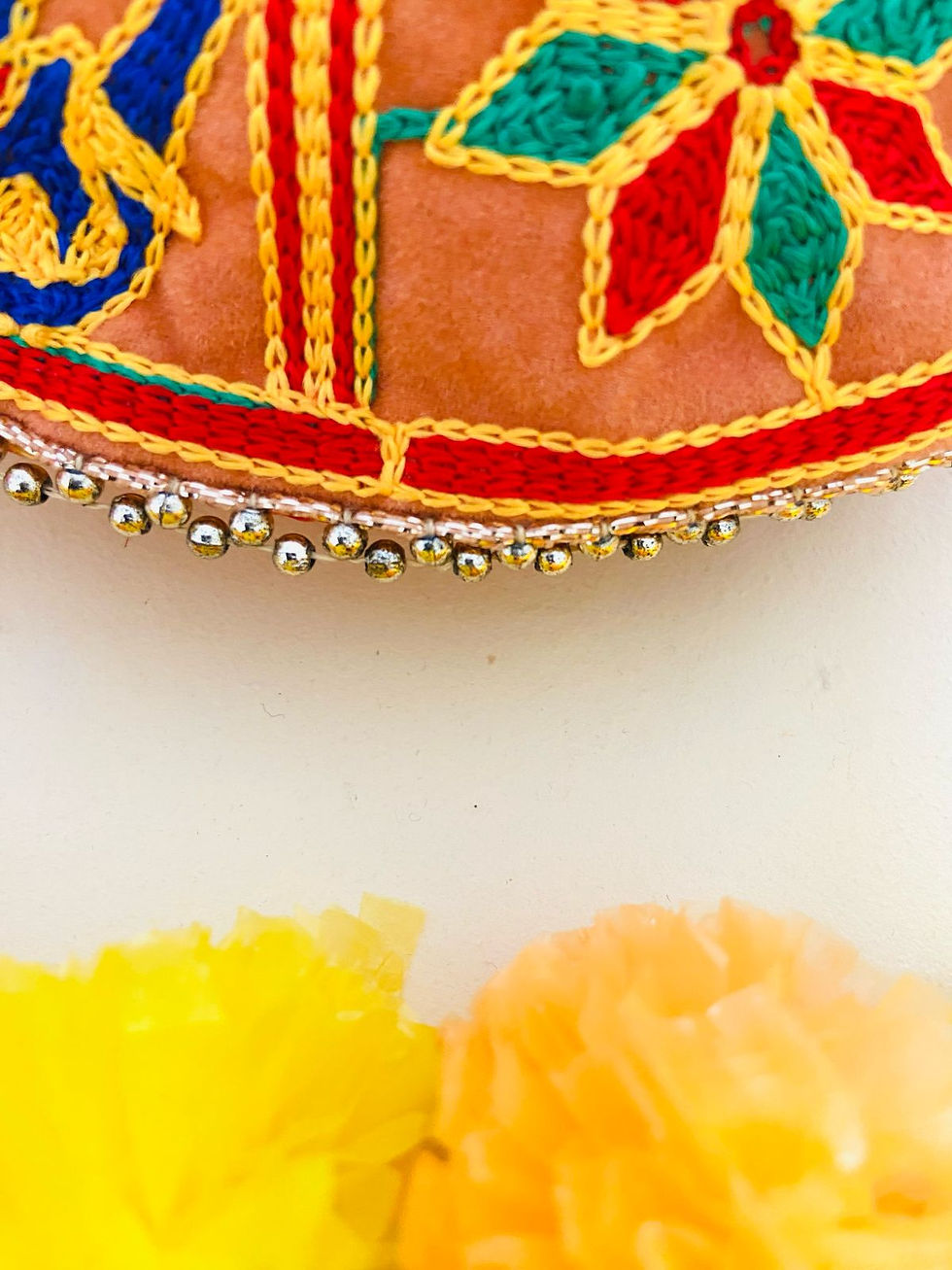 Thumbnail: Handcrafted Orange Potli Bag with Rajasthani Elephant Embroidery – Traditional Ethnic Accessory by Byra