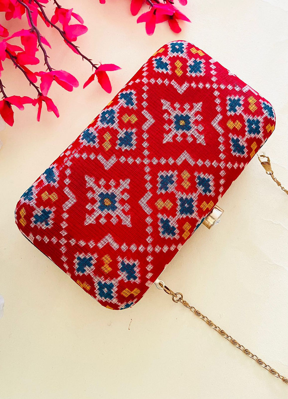 Thumbnail: Women Designer  Gotta Patti Lehariya Party Wear Ethnic Ladies Clutch Bag 8*5Inch