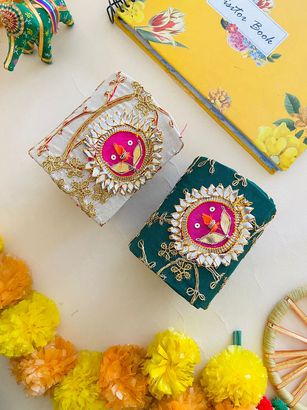 Thumbnail: Combo of 2 Designer Embroidered Bangle Box cum jewelry box