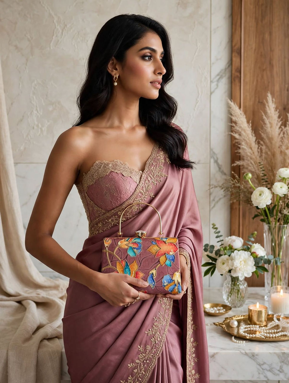 Thumbnail: Floral Embroidered Clutch for Women