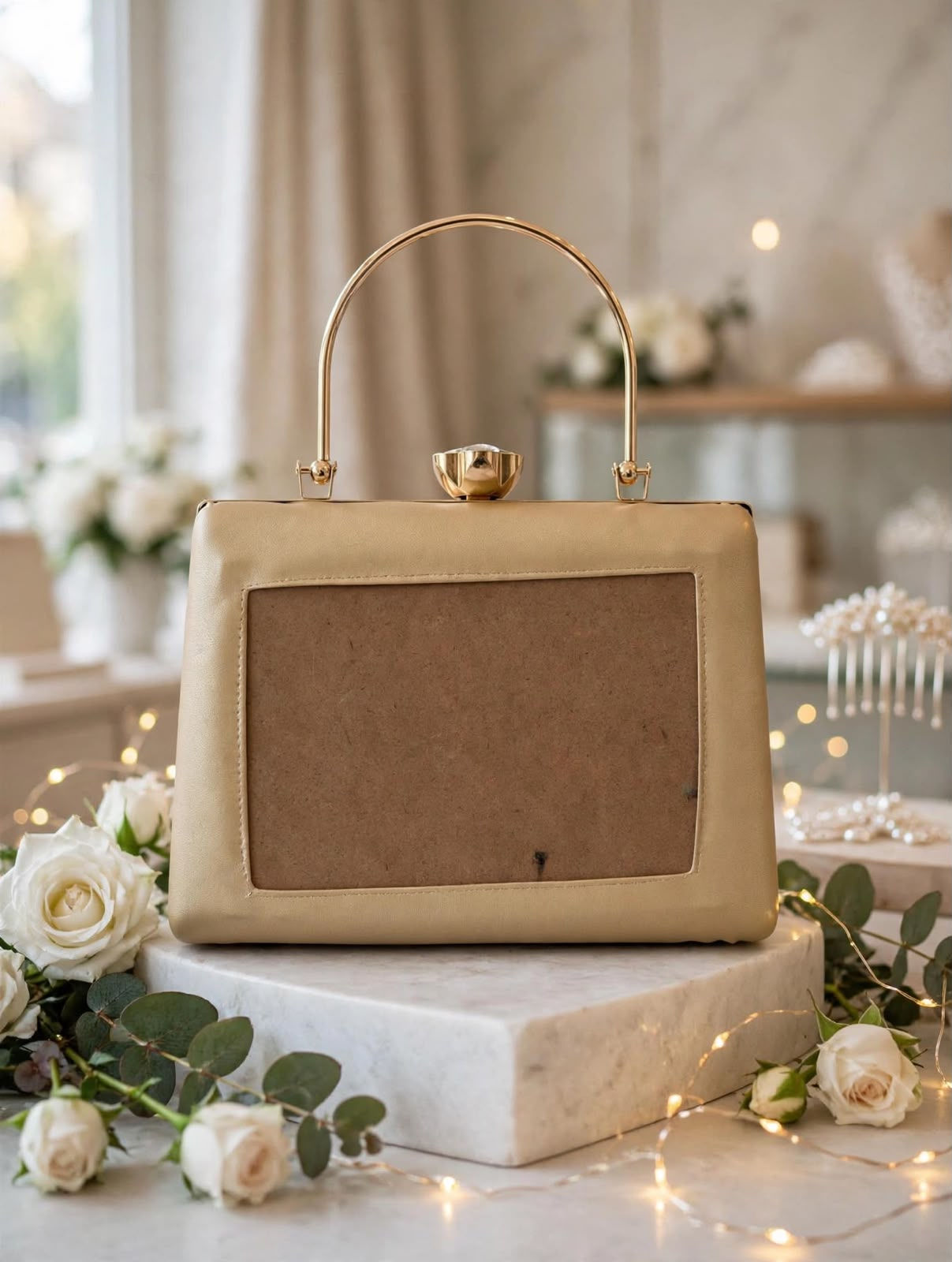 DIY Gold Lippan Art Making on MDF White Clutch