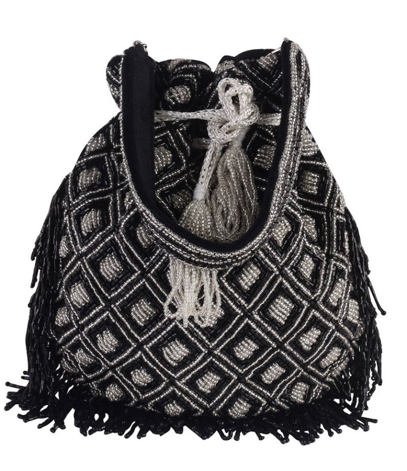 Thumbnail: Byra Black Beads Luxe Potli Bag