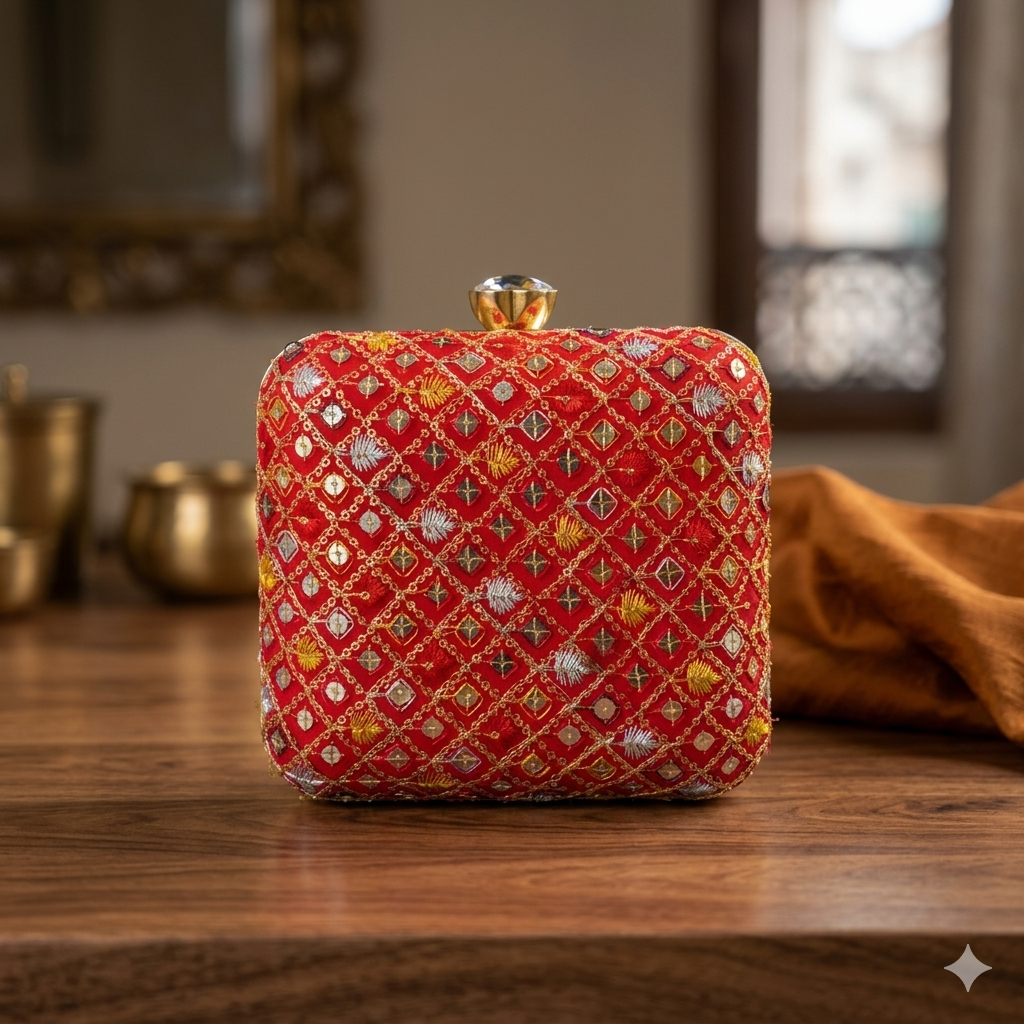 Wedding Bridal Red Clutch Bag