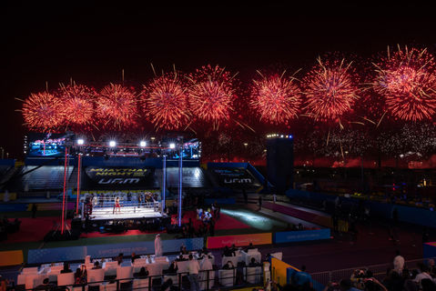 Fireworks light up the sky during a Muay Thai Night at Expo Sports Arena_m56039.jpg