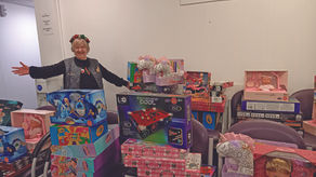 Angela with toy donation