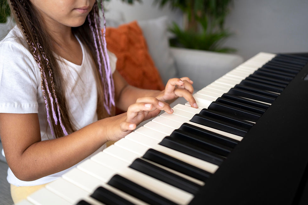 Student practicing piano