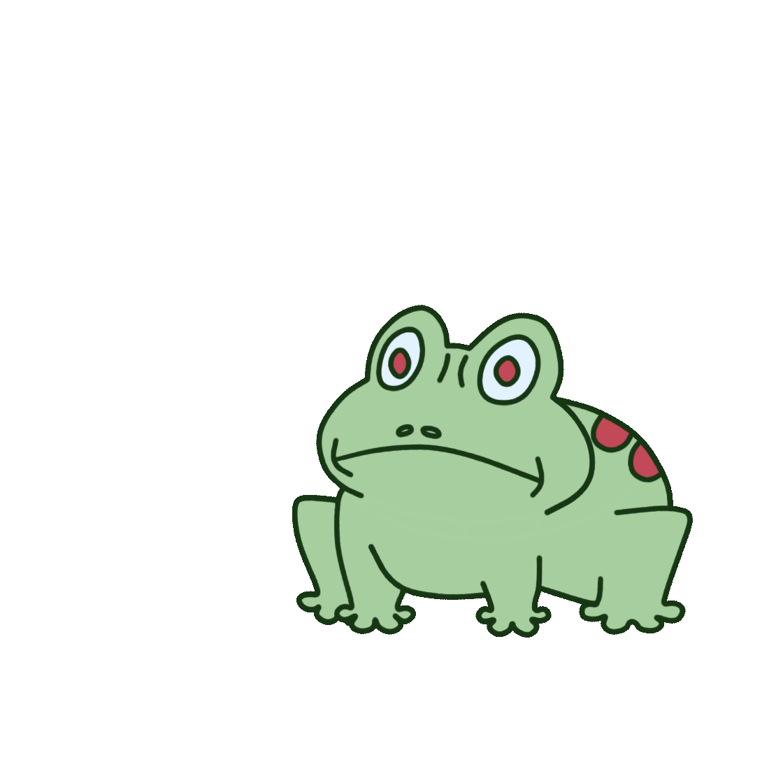 Full animation cycle for cartoon frog spitting into the air