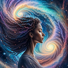 Woman illustration energy swirling
