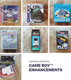 Game Boy hardware add-ons such as Game Boy Camera, Barcode Boy and sound enhancement devices