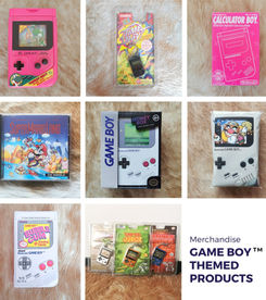 Game Boy merchandise including themed toys, gadgets and collectible items